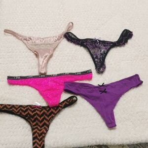 Assorted Thong Panty Set - Pink, Purple, Black, Tan, Blush